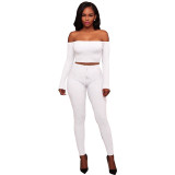 Women's Fall/Winter High Stretch Ribbed  Two Piece Pants Set
