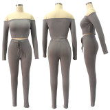 Women's Fall/Winter High Stretch Ribbed  Two Piece Pants Set