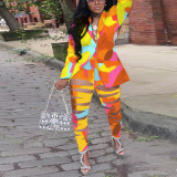 Sexy Slim Fit Cardigan Print Two-Piece Nightclub