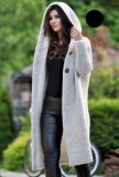 Plus Size Women Fall/Winter Long Sleeve Hooded Cardigan Sweater Jacket