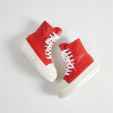 Ladies Women Side Zip Canvas Platform High Shoes