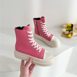 Ladies Women Side Zip Canvas Platform High Shoes