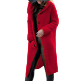 Plus Size Women Fall/Winter Long Sleeve Hooded Cardigan Sweater Jacket