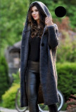 Plus Size Women Fall/Winter Long Sleeve Hooded Cardigan Sweater Jacket