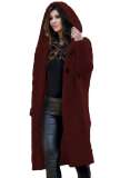Plus Size Women Fall/Winter Long Sleeve Hooded Cardigan Sweater Jacket