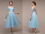 Women Sexy Off Shoulder Mesh Wedding Bridesmaid Dress