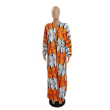 Women's Fashion Chic Plus Size Versatile Long Loose Print Cardigan Coat