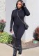 Women's Autumn Winter Long Sleeve Solid Color Zipper Jumpsuit