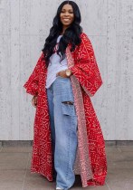 Women's Fashion Chic Plus Size Versatile Long Loose Print Cardigan Coat Women's Fashion Chic Plus Size Versatile Long Loose Print Cardigan Coat