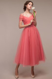 Women Sexy Off Shoulder Mesh Wedding Bridesmaid Dress