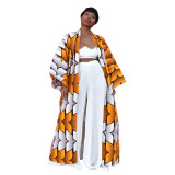 Women's Fashion Chic Plus Size Versatile Long Loose Print Cardigan Coat