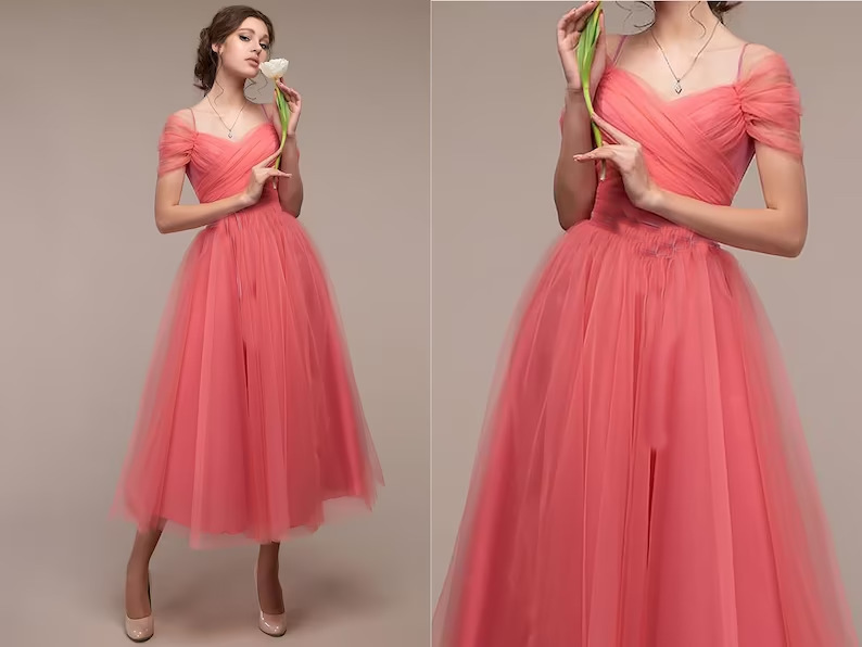 Women Sexy Off Shoulder Mesh Wedding Bridesmaid Dress