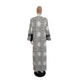 Women's Fashion Chic Plus Size Versatile Long Loose Print Cardigan Coat