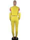 Women's Patchwork Sport Contrast Casual Tracksuit Two Piece Set