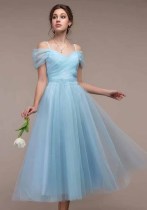 Women Sexy Off Shoulder Mesh Wedding Bridesmaid Dress