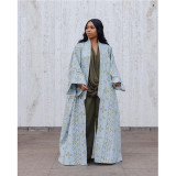 Women's Fashion Chic Plus Size Versatile Long Loose Print Cardigan Coat