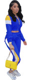 Women's Patchwork Sport Contrast Casual Tracksuit Two Piece Set