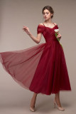 Women Sexy Off Shoulder Mesh Wedding Bridesmaid Dress