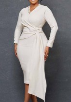 Women's Fall Fashion Plus Size V Neck Long Sleeve Chic Pencil Dress Women's Fall Fashion Plus Size V Neck Long Sleeve Chic Pencil Dress