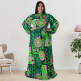 Plus Size Autumn Women's Clothing Back Zipper Long Maxi Dress