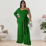 Plus Size Women's Asymmetrical One Shoulder Jumpsuit