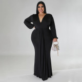 Fall Fashion Plus Size Women's Sexy Nightclub Dress Irregular V-Neck Dress