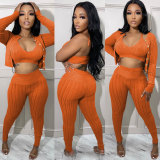 Sexy Slim Lace-Up Tank Top Three-Piece Clubwear