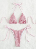 Drawstring Lace-Up Two Pieces Bikini
