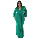Fall Fashion Plus Size Women's Sexy Nightclub Dress Irregular V-Neck Dress