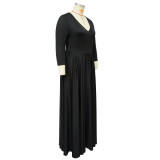 Plus Size Women's Solid Color V-Neck Sexy Wedding Long Dress