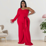 Plus Size Women's Asymmetrical One Shoulder Jumpsuit