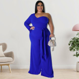Plus Size Women's Asymmetrical One Shoulder Jumpsuit
