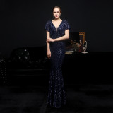Plus Size Beauty Long Sequins Costume Formal Party Evening Dress
