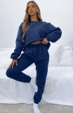 Fall Winter Solid Round Neck Pullover Women'S Fashion Casual Long Sleeve Hoodies Set