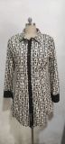 Fall Fashion Print Slim Waist Button Blouse Long Sleeve Shirt