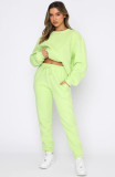 Fall Winter Solid Round Neck Pullover Women'S Fashion Casual Long Sleeve Hoodies Set
