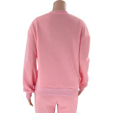 Fall Winter Solid Round Neck Pullover Women'S Fashion Casual Long Sleeve Hoodies Set