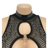 Women'S Fashion Mesh See-Through Beaded Sleeveless Jumpsuit