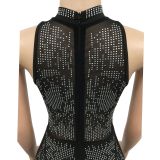 Women'S Fashion Mesh See-Through Beaded Sleeveless Jumpsuit