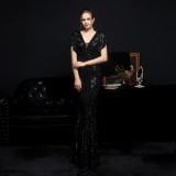 Plus Size Beauty Long Sequins Costume Formal Party Evening Dress