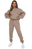 Fall Winter Solid Round Neck Pullover Women'S Fashion Casual Long Sleeve Hoodies Set