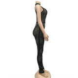 Women'S Fashion Mesh See-Through Beaded Sleeveless Jumpsuit