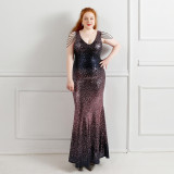 Plus Size Beauty Long Sequin  Formal Party Evening Dress