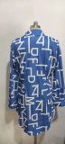 Fall Fashion Print Slim Waist Button Blouse Long Sleeve Shirt