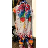 Women'S Multicolor Print Loose Jumpsuit Cargo Pants