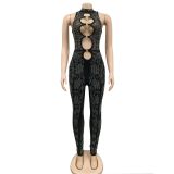 Women'S Fashion Mesh See-Through Beaded Sleeveless Jumpsuit