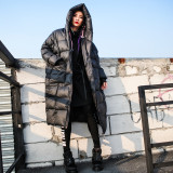 Women Winter Loose Plus Size Long Hooded Padded Jacket Over Knee Down Coat