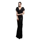 Plus Size Beauty Long Sequins Costume Formal Party Evening Dress
