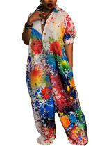 Women'S Multicolor Print Loose Jumpsuit Cargo Pants