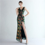 Plus Size Beauty Costume Long Sequin Formal Party Evening Dress